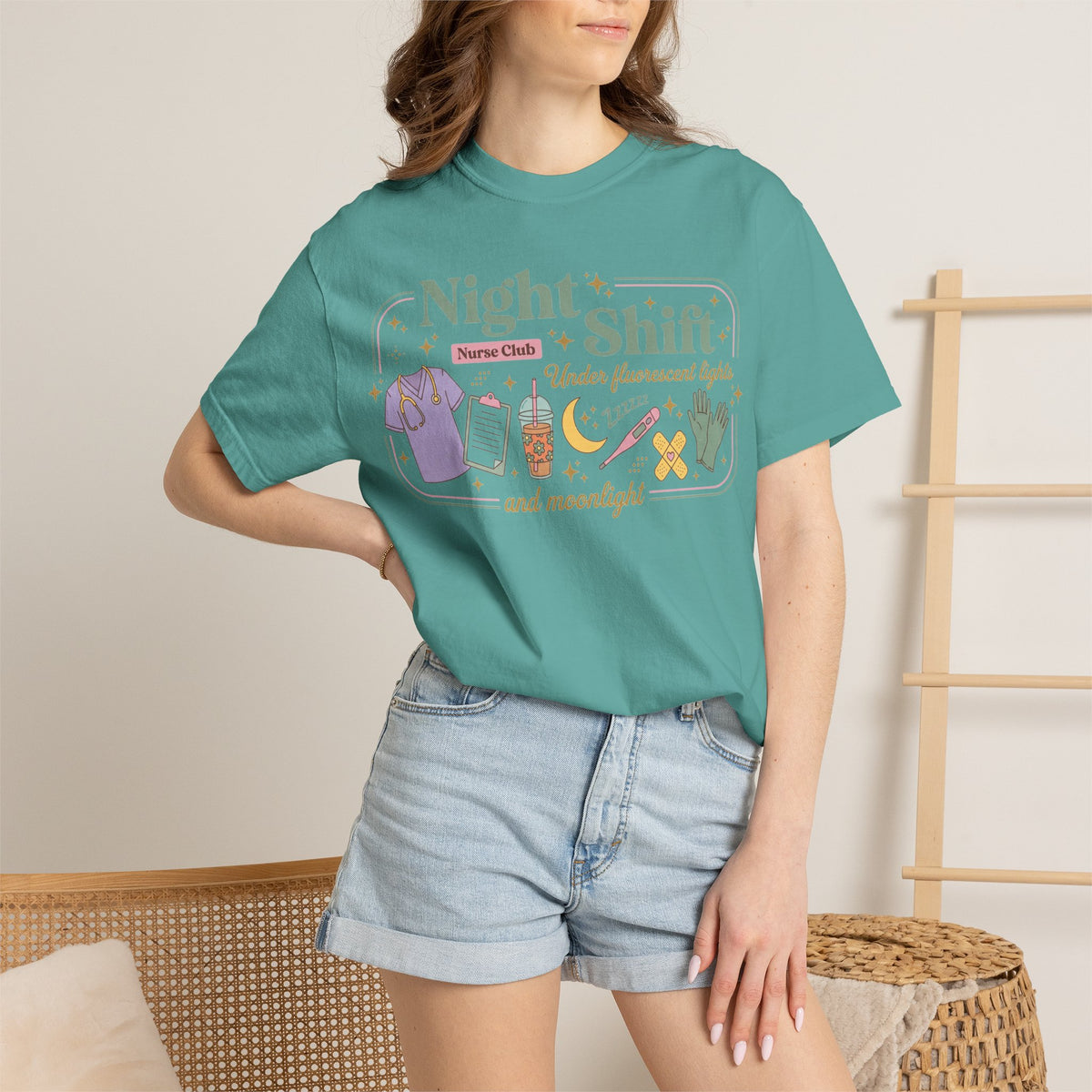Night Shift Nurse Club Shirt, Under Fluorescent Lights And Moonlight Tee, Cute Night Nurse Shirt, RN Gift