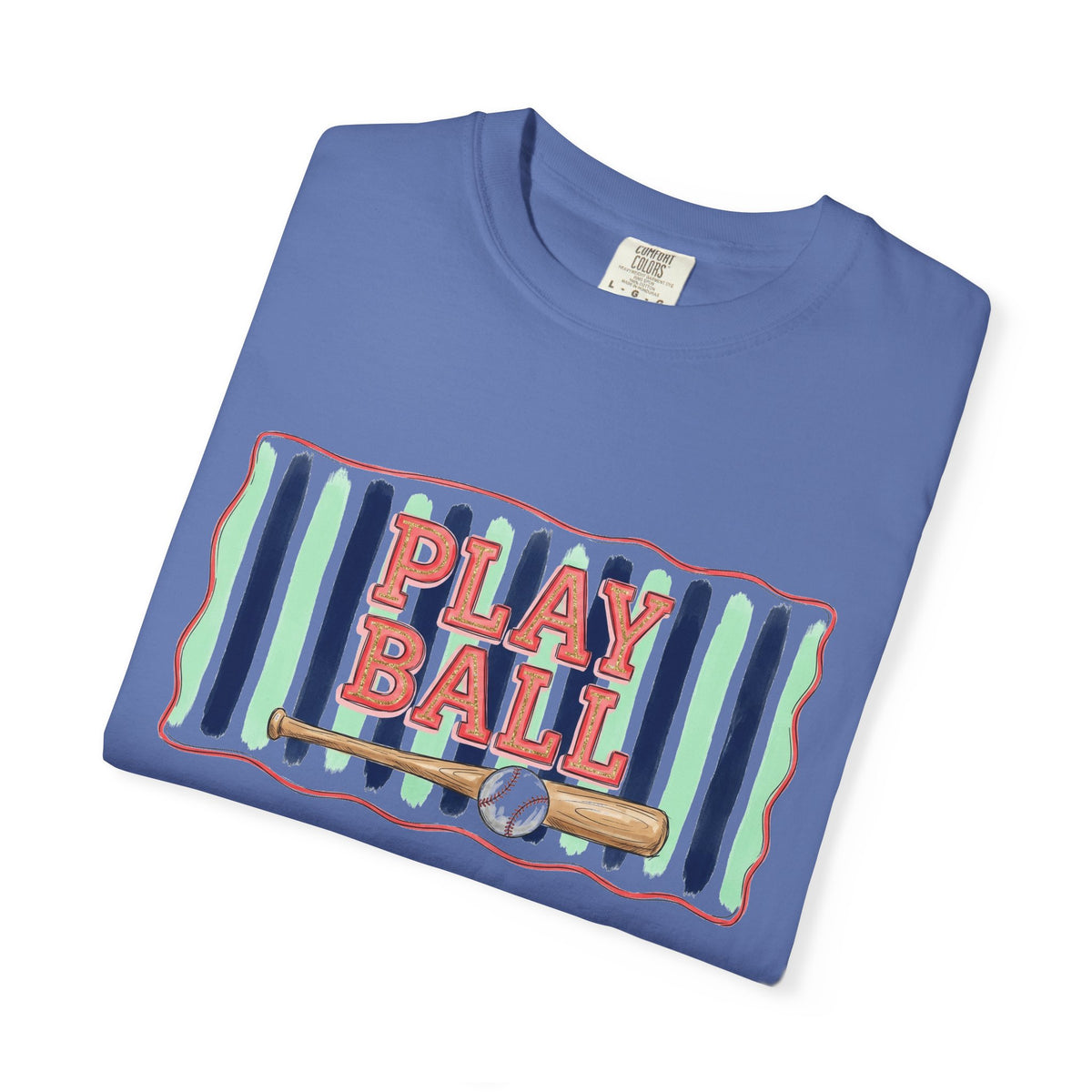 Play Ball Shirt, Painted Stripe Baseball Tee, Vintage Baseball Mom Shirt, Game Day Gift