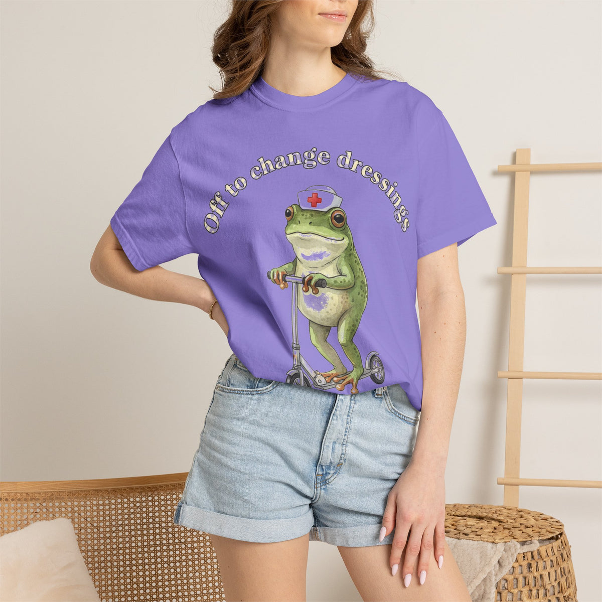 Off To Change Dressings Shirt, Funny Nurse Frog Scooter Tee, Wound Care Nurse Shirt, RN Gift