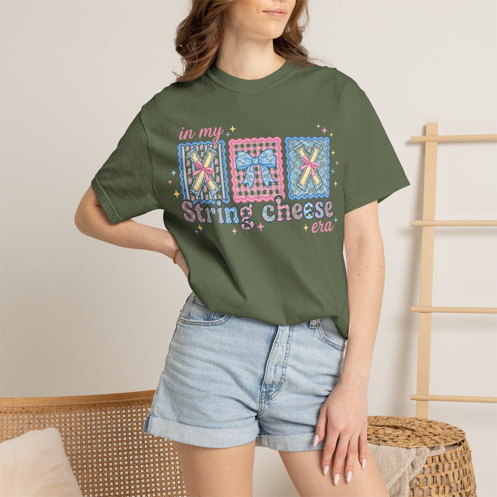 In My String Cheese Era Bow Shirt, Pastel Coquette Snack Tee, Funny Cheese Lover Shirt, Cute Gift