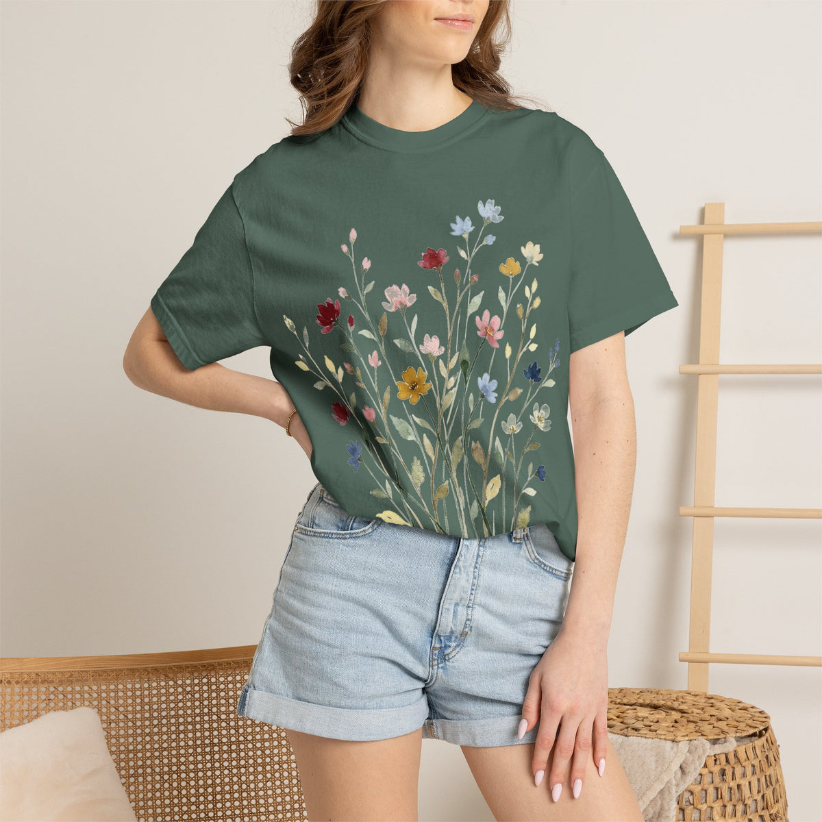 Watercolor Wildflower Spray Shirt, Painted Meadow Bouquet Tee, Cottagecore Floral Shirt, Garden Gift