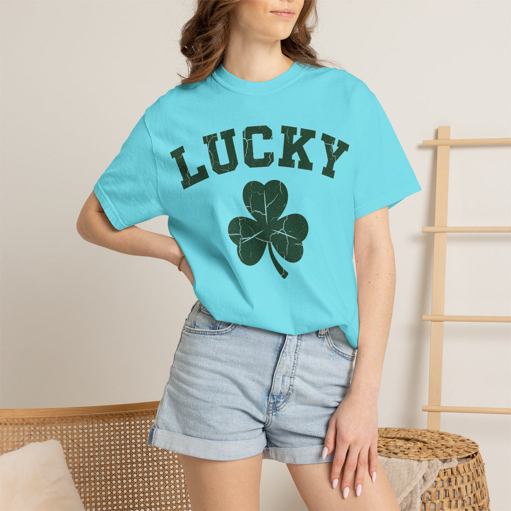 Lucky Big Shamrock Shirt, Bold Varsity Clover Tee, St Patricks Day Shirt, Irish Gift