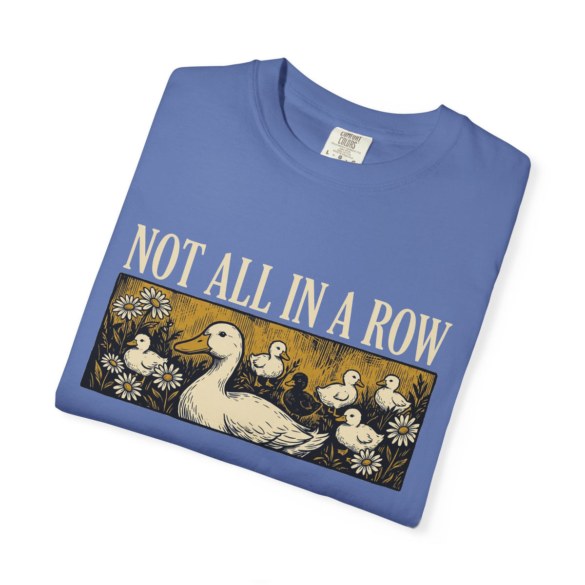 Not All In A Row Gold Panel Shirt, Woodcut Duck Family Tee, Folk Art Duck Shirt, Funny Gift