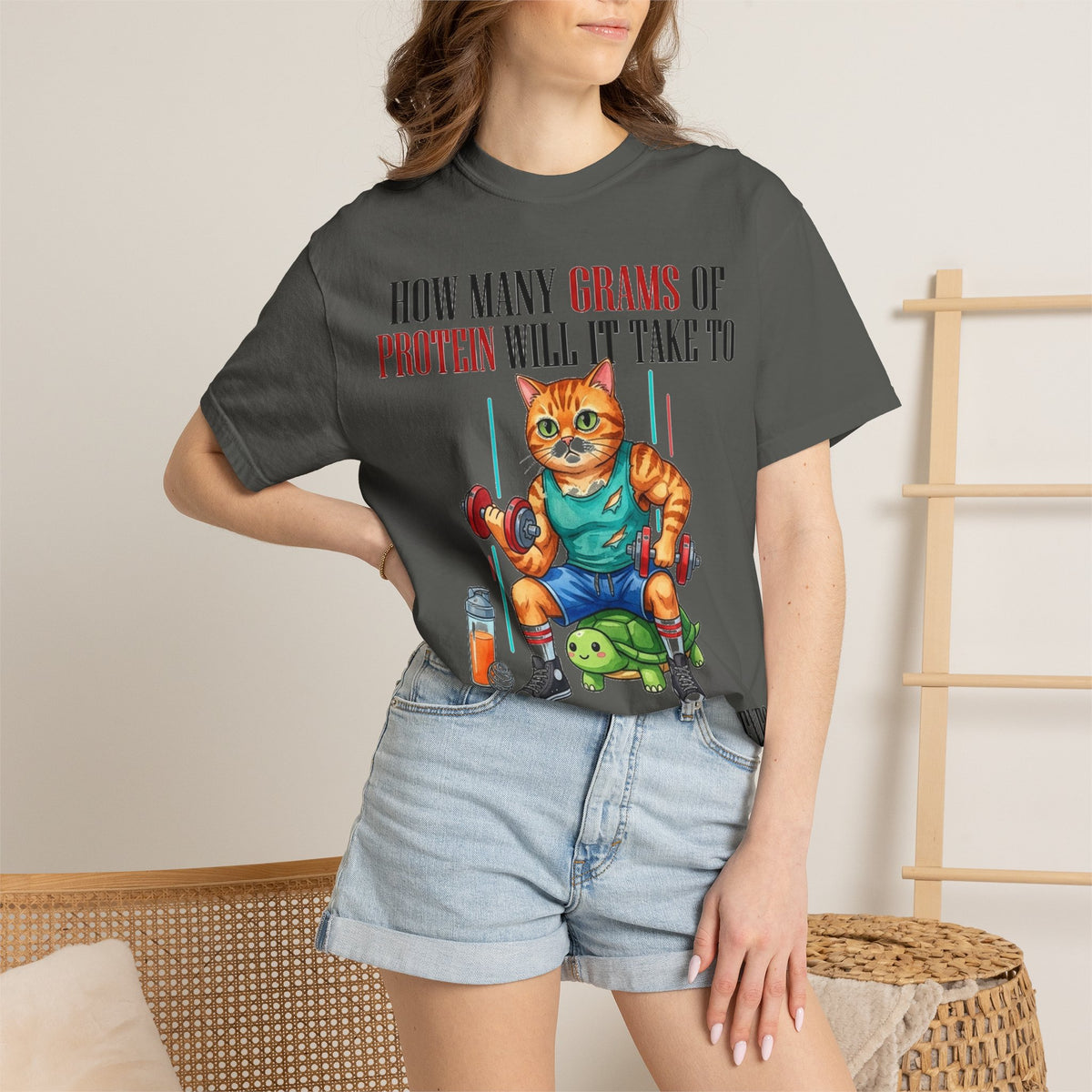How Many Grams Of Protein Restore The Light In My Eyes Wide Shirt, Buff Gym Cat Tee, Funny Lifting Shirt, Gym Gift