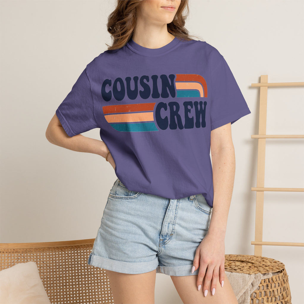 Cousin Crew Rainbow Stripe Shirt, Retro Family Reunion Tee, Matching Cousins Shirt, Family Gift
