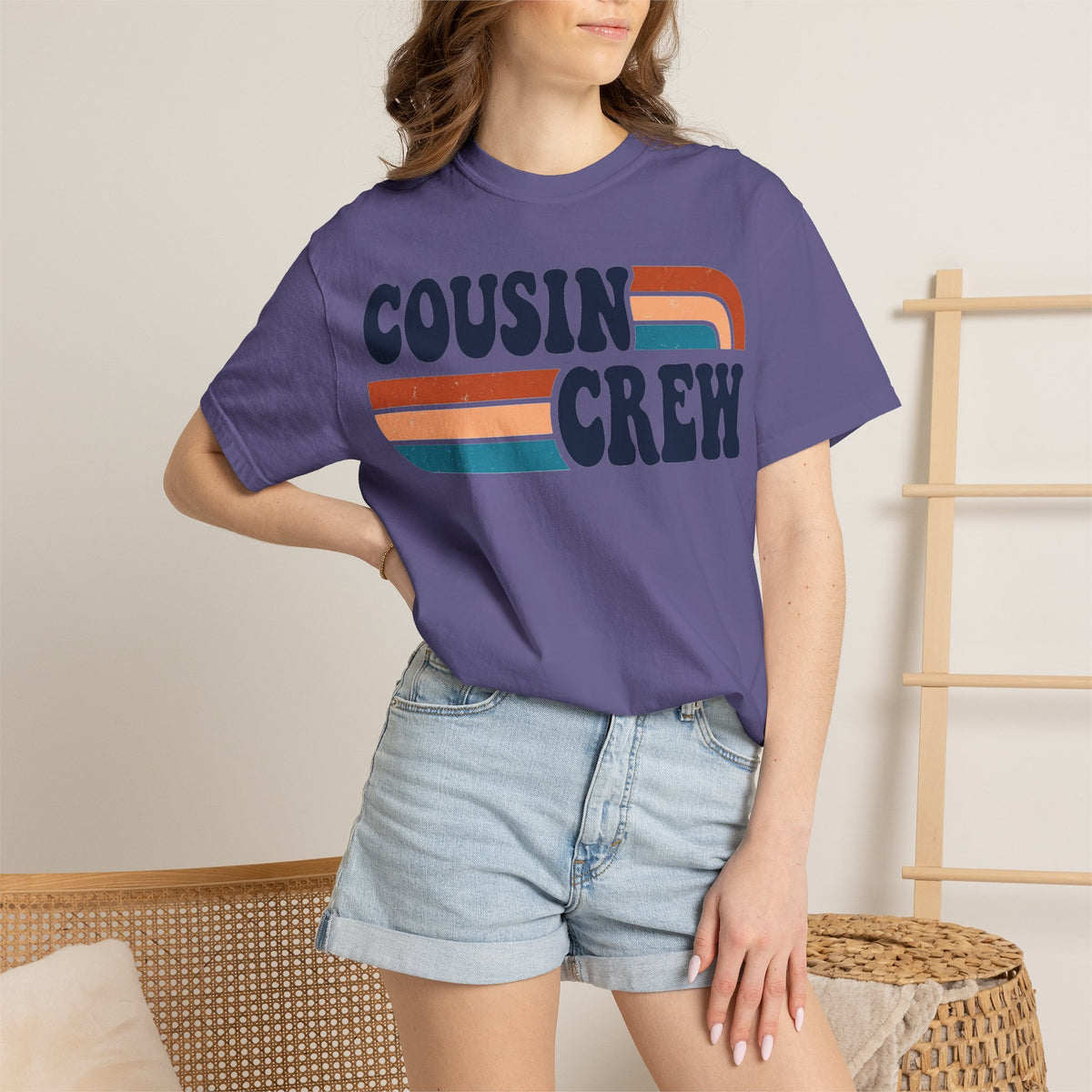 Cousin Crew Rainbow Stripe Shirt, Retro Family Reunion Tee, Matching Cousins Shirt, Family Gift