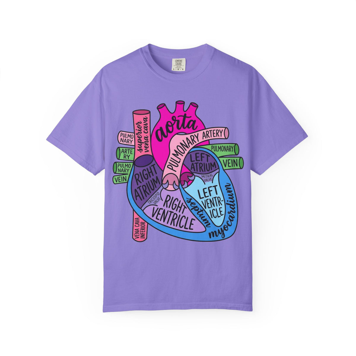 Anatomical Heart Diagram Shirt, Labelled Cardiac Anatomy Tee, Cardiology Nurse Shirt, Med Student Gift