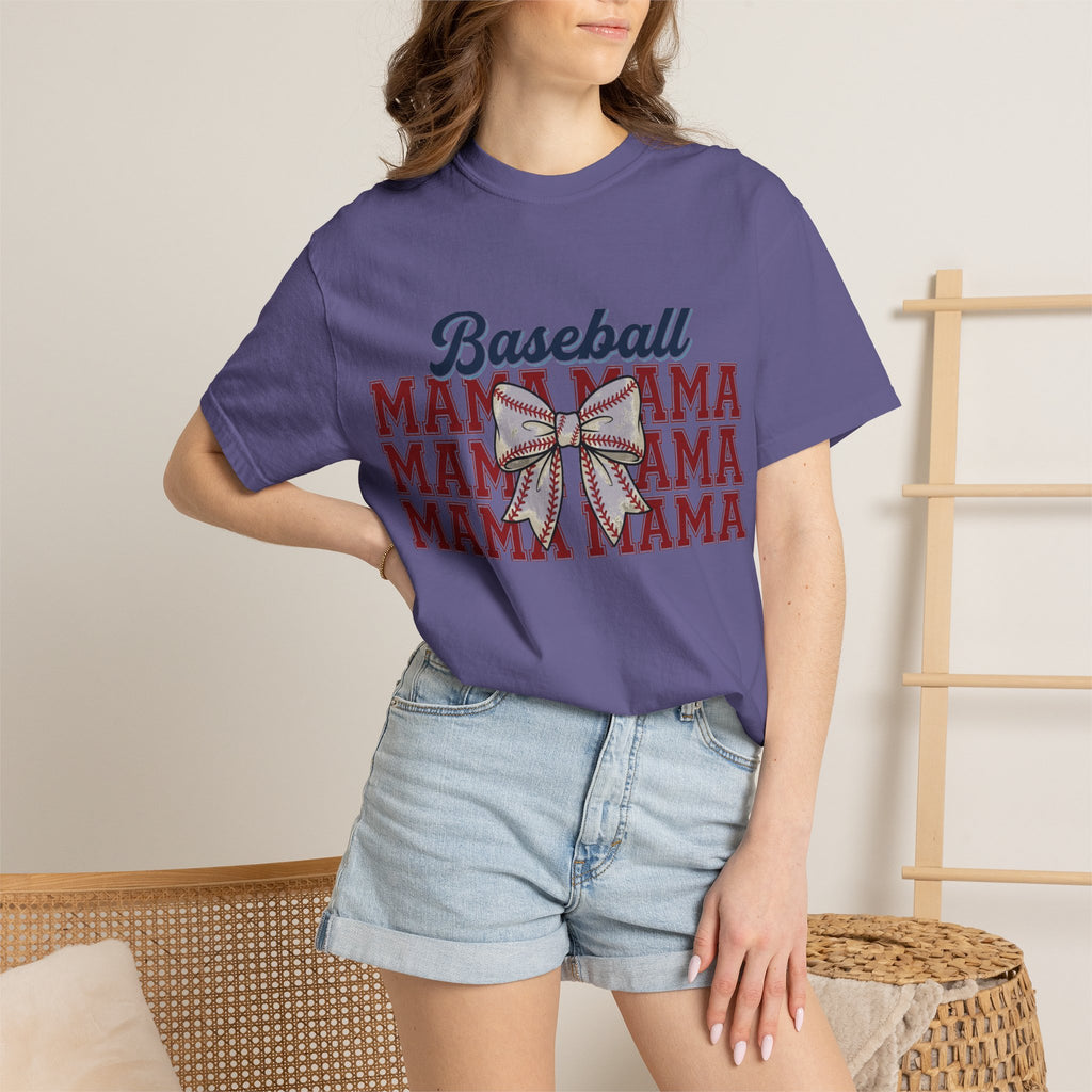 Baseball Mama Three Row Shirt, Varsity Repeat Mama Tee, Baseball Bow Mom Shirt, Little League Gift
