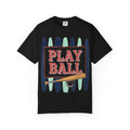 Play Ball Tall Stripe Shirt, Painted Baseball Panel Tee, Game Day Baseball Shirt, Sports Mom Gift