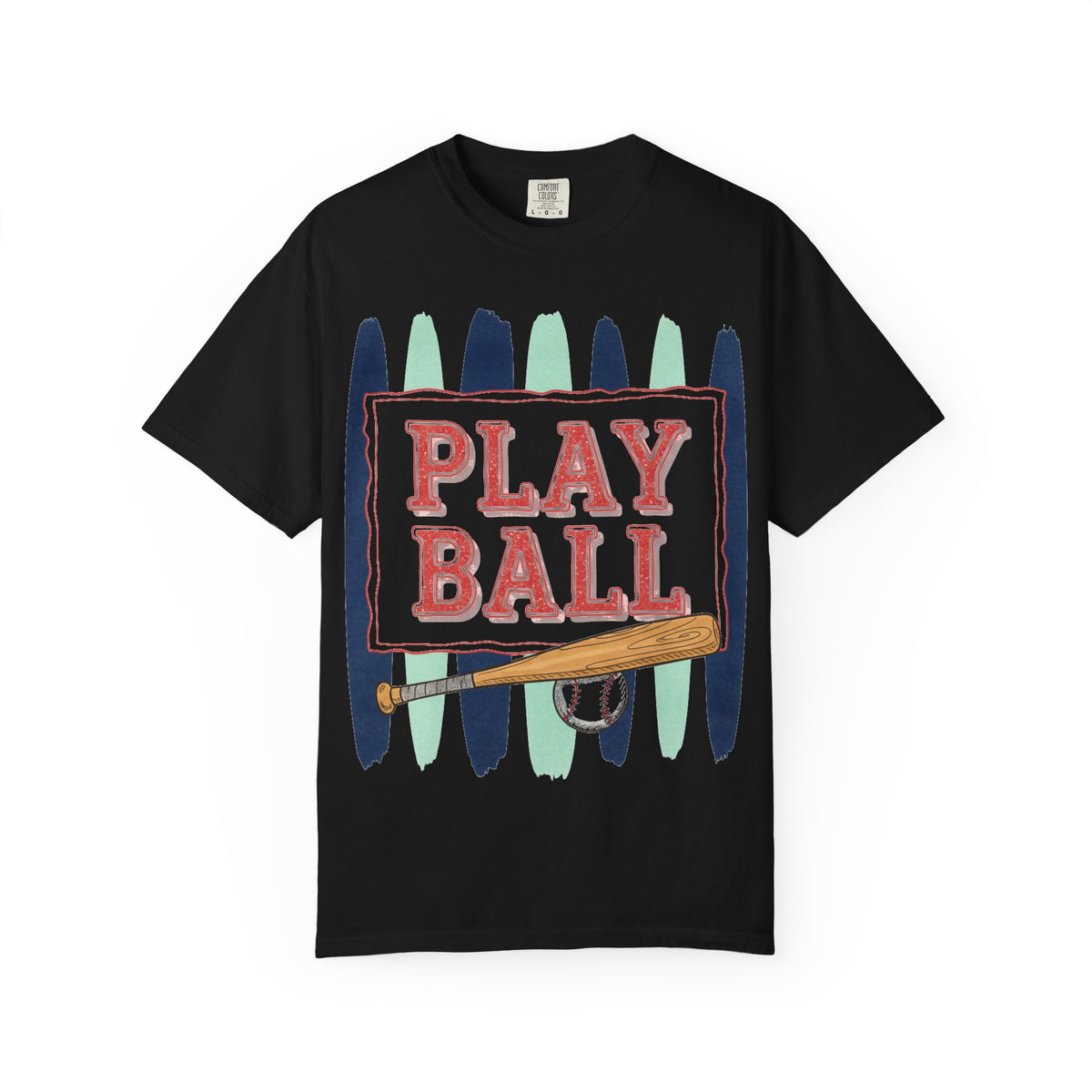 Play Ball Tall Stripe Shirt, Painted Baseball Panel Tee, Game Day Baseball Shirt, Sports Mom Gift