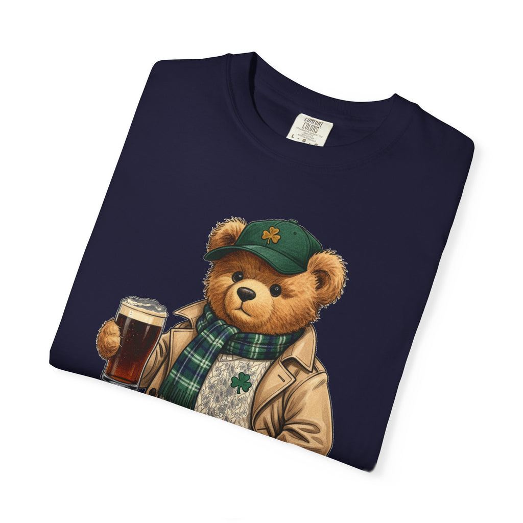 Irish Teddy Bear Trench Coat Shirt, Flat Cap Bear Stout Pint Tee, St Patricks Day Shirt, Irish Gift