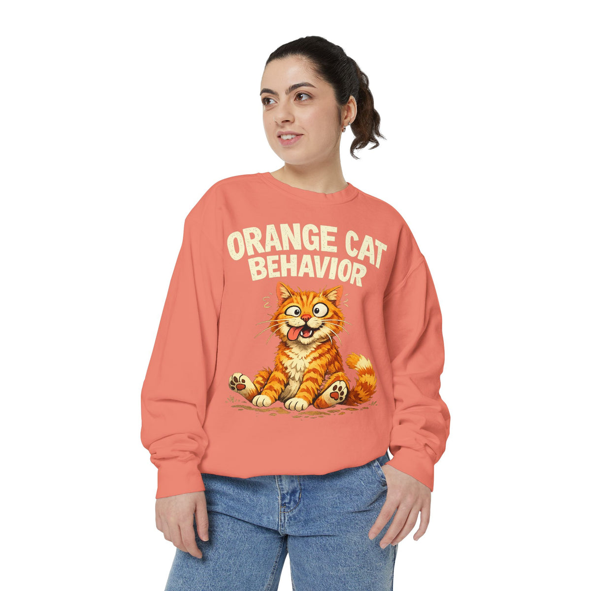 Orange Cat Behavior Sweatshirt — Cute Ginger Kitty Graphic Pullover