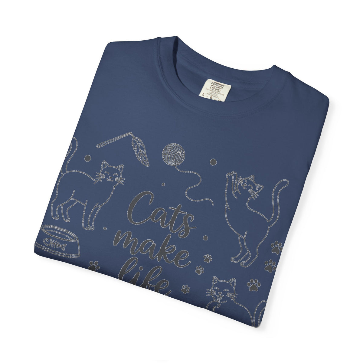 Cats Make Life Better Tall Shirt, Line Art Cat Collage Tee, Cat Lover Shirt, Cat Mom Gift