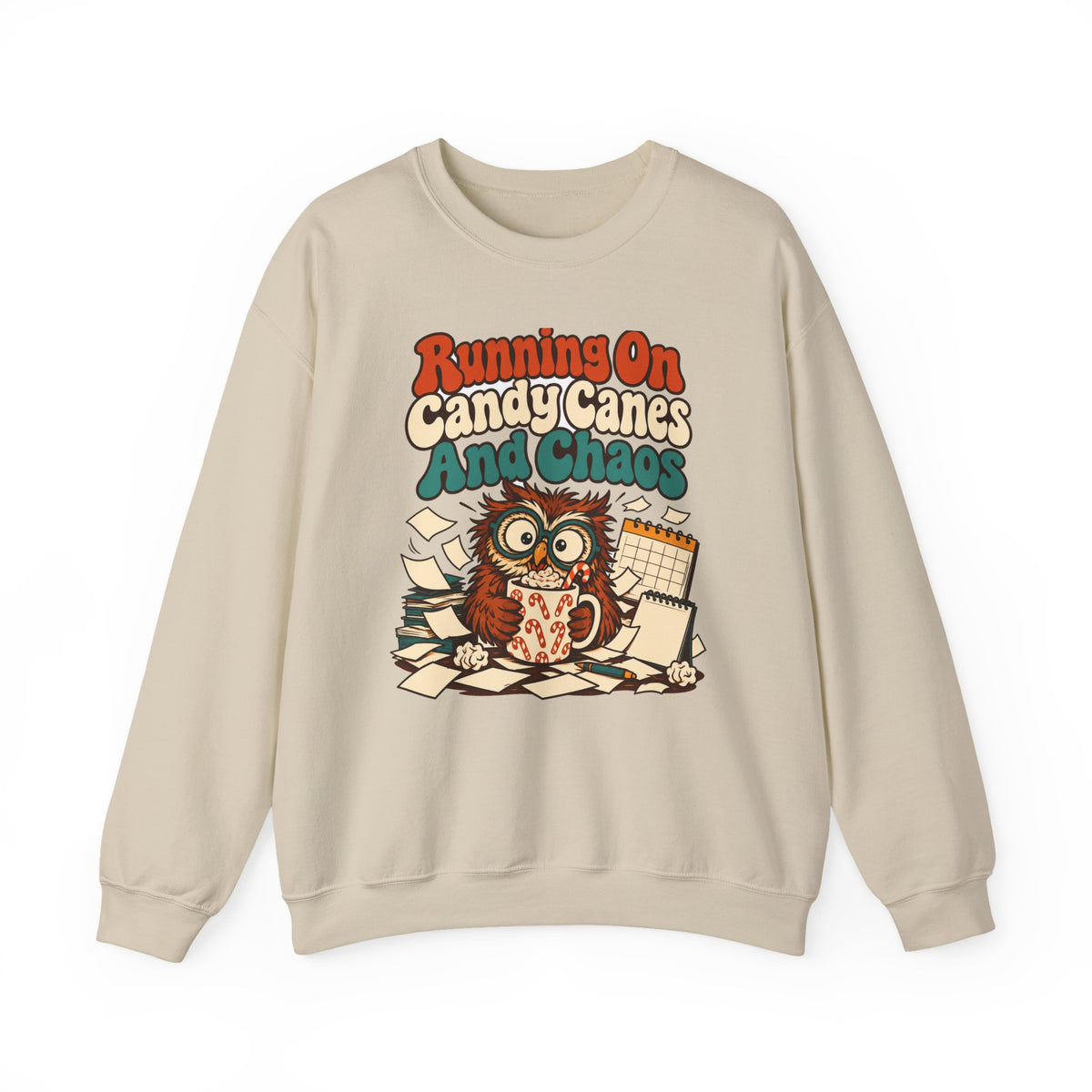 Funny Teacher Christmas Sweatshirt Running On Candy Canes And Chaos Shirt, Funny Teacher Gift, Christmas Gift, Funny Tee
