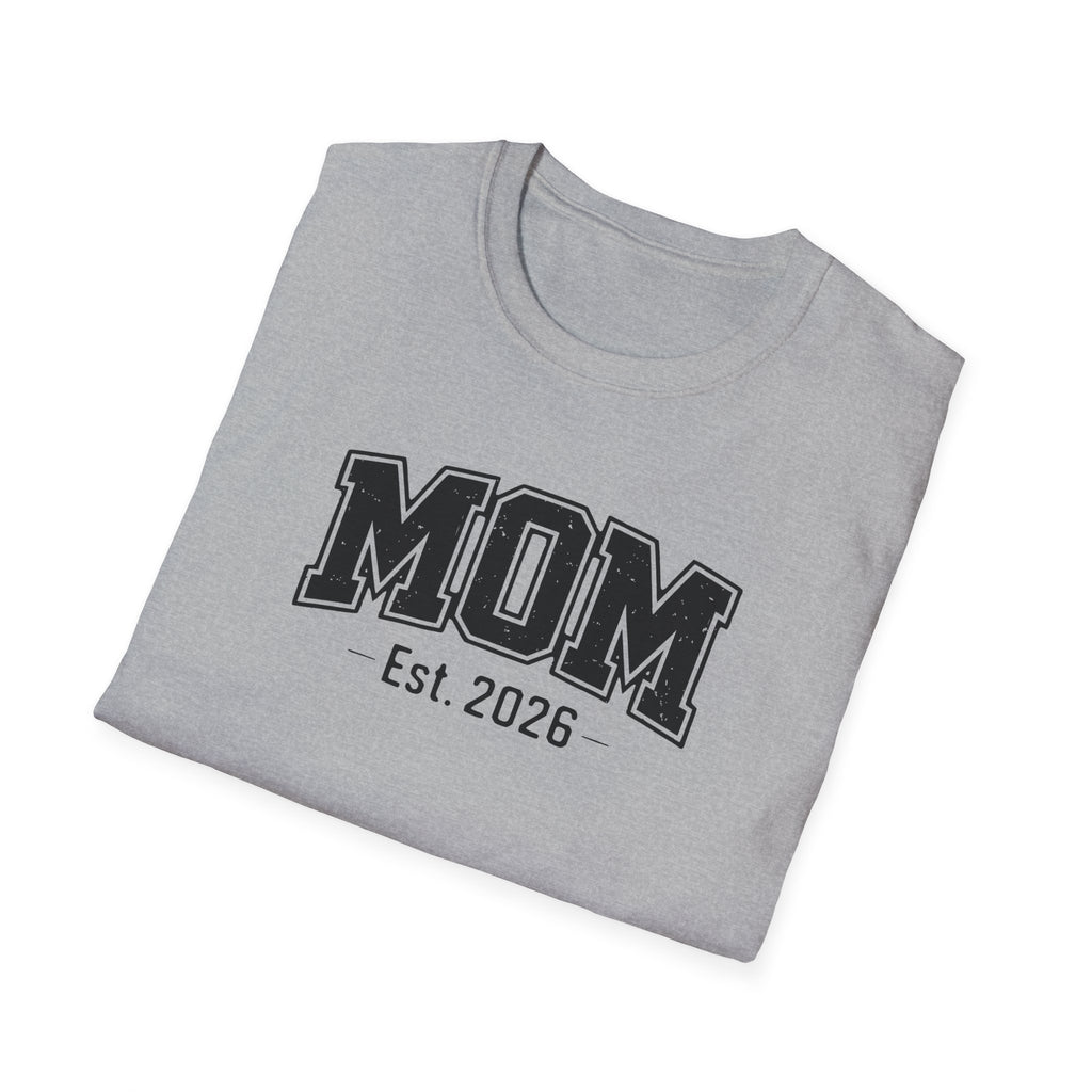 Mom Est. 2026 T-Shirt — Vintage Collegiate New Mom Tee
