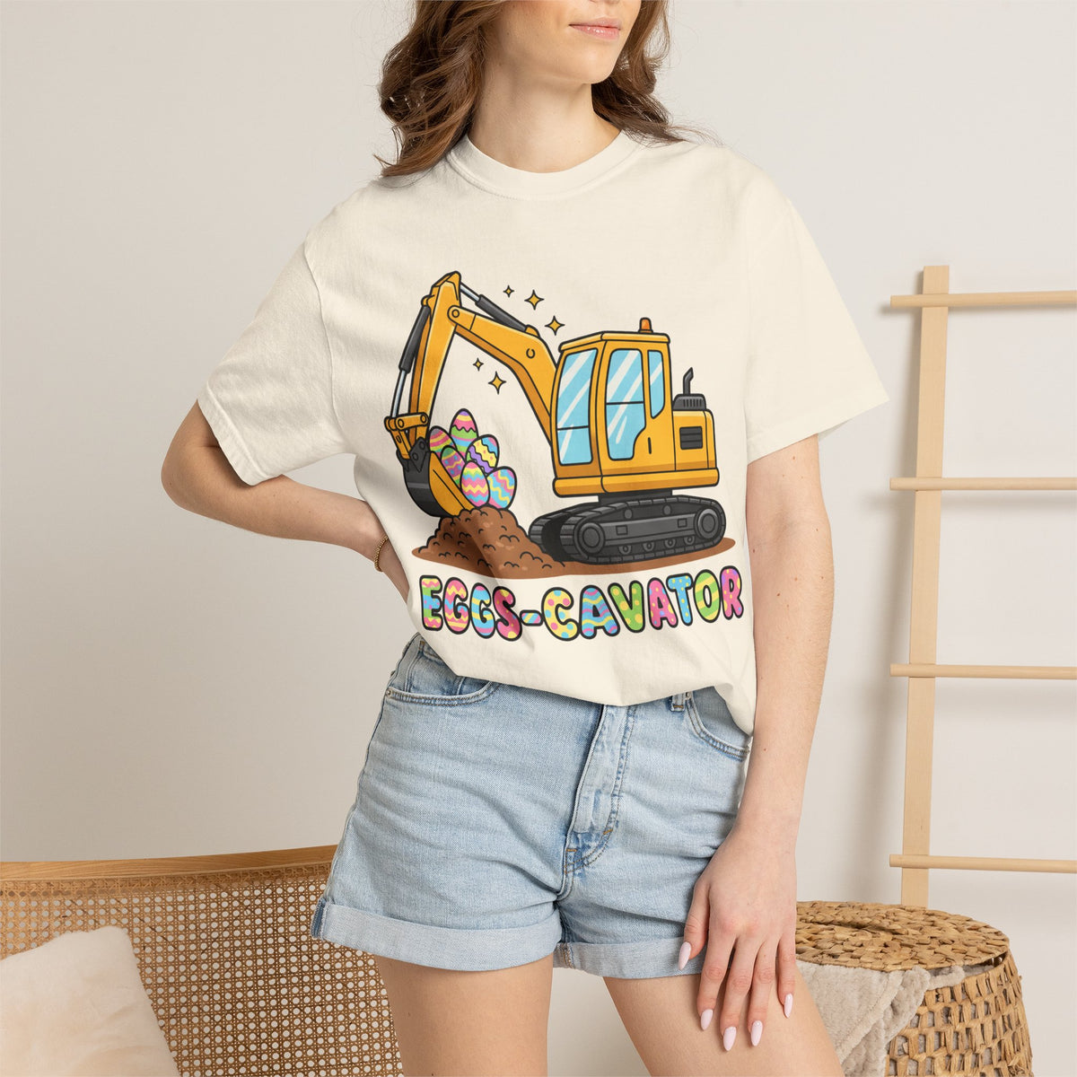 Eggs-Cavator Big Digger Shirt, Easter Excavator Tee, Construction Easter Shirt, Kids Easter Gift