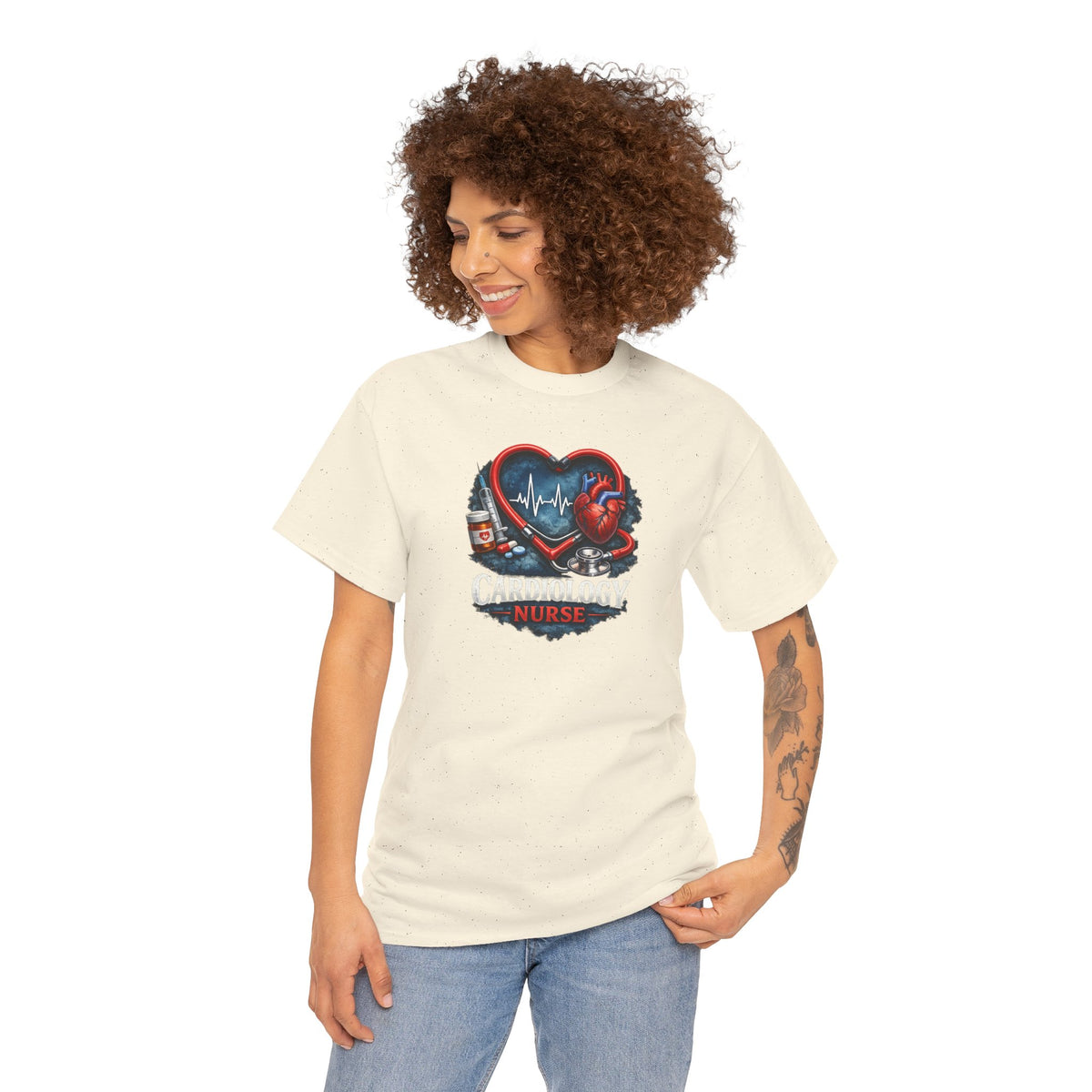 Cardiology Nurse T-Shirt — Heartbeat Stethoscope Design
