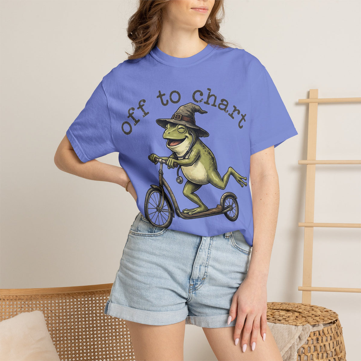 Off To Chart Grinning Frog Shirt, Nurse Frog Scooter Tee, Funny Charting Shirt, RN Gift