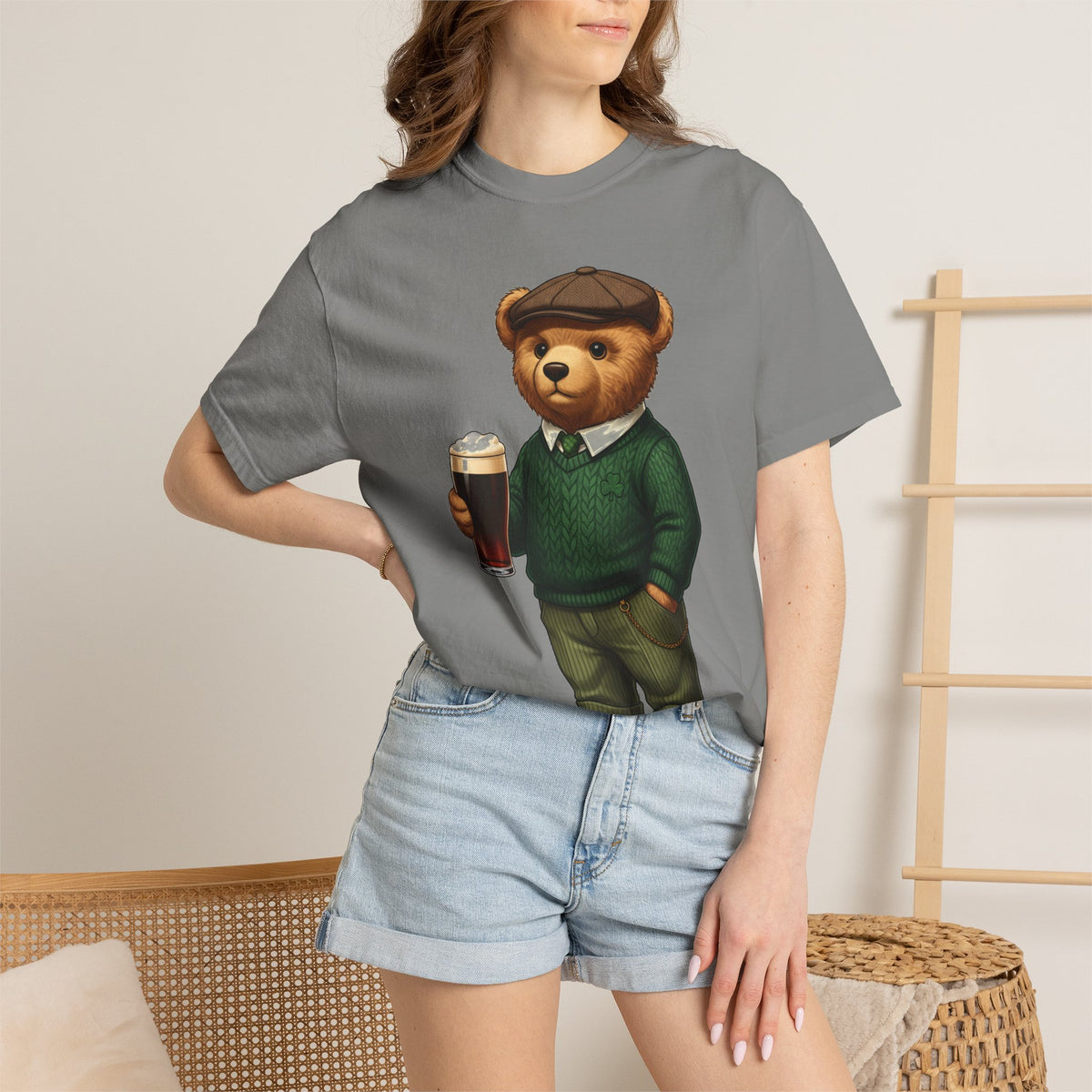 Irish Teddy Bear Pint Shirt, Shamrock Sweater Bear Tee, St Patricks Day Pub Shirt, Irish Gift