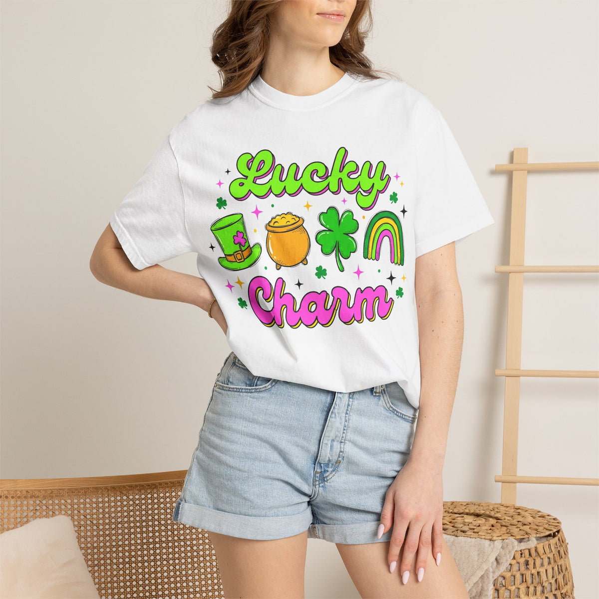 Lucky Charm Shirt, Retro St Patricks Day Doodle Tee, Pot Of Gold Rainbow Shirt, Irish Gift
