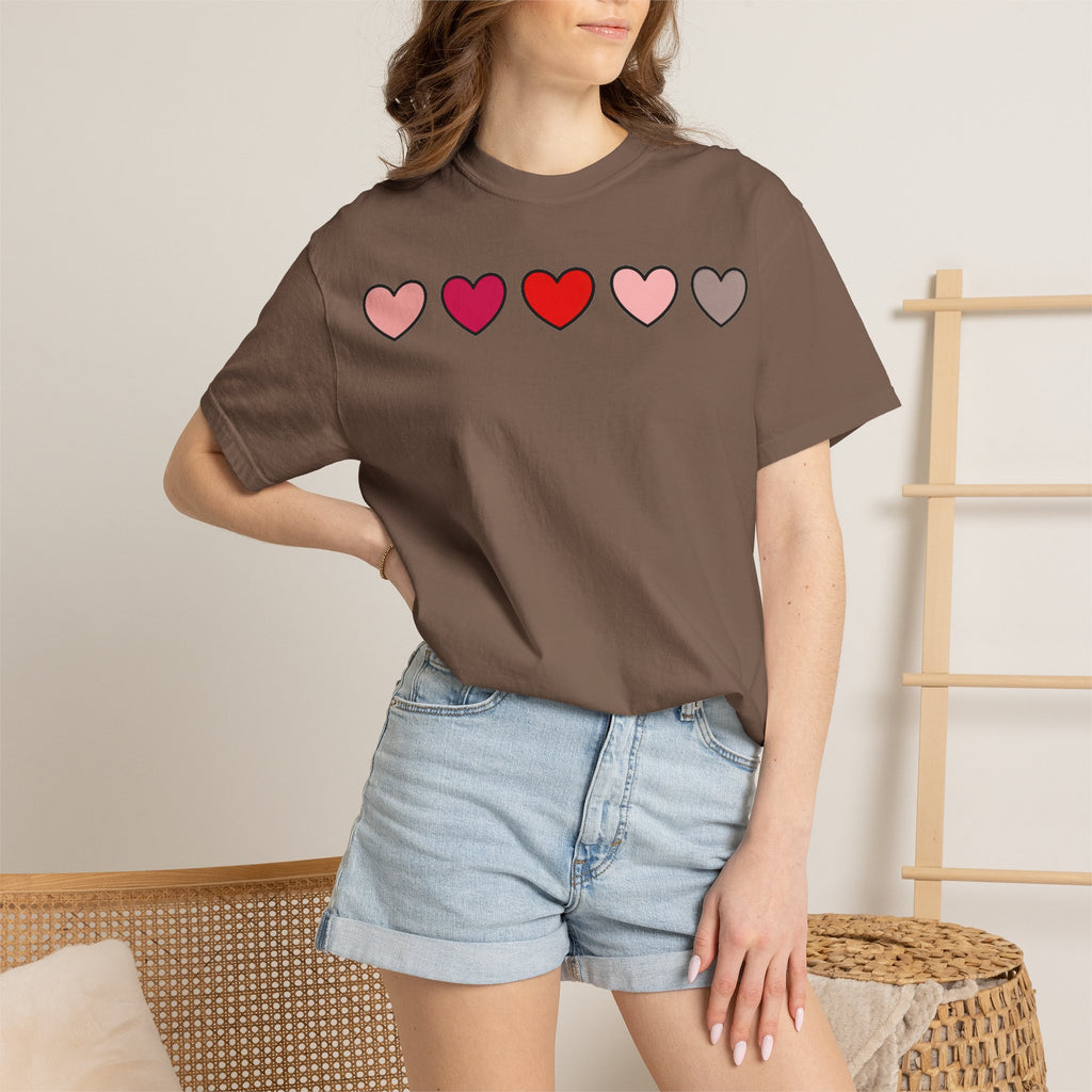 Row Of Hearts Shirt, Minimal Pink Heart Line Tee, Simple Valentine Shirt, Galentines Gift