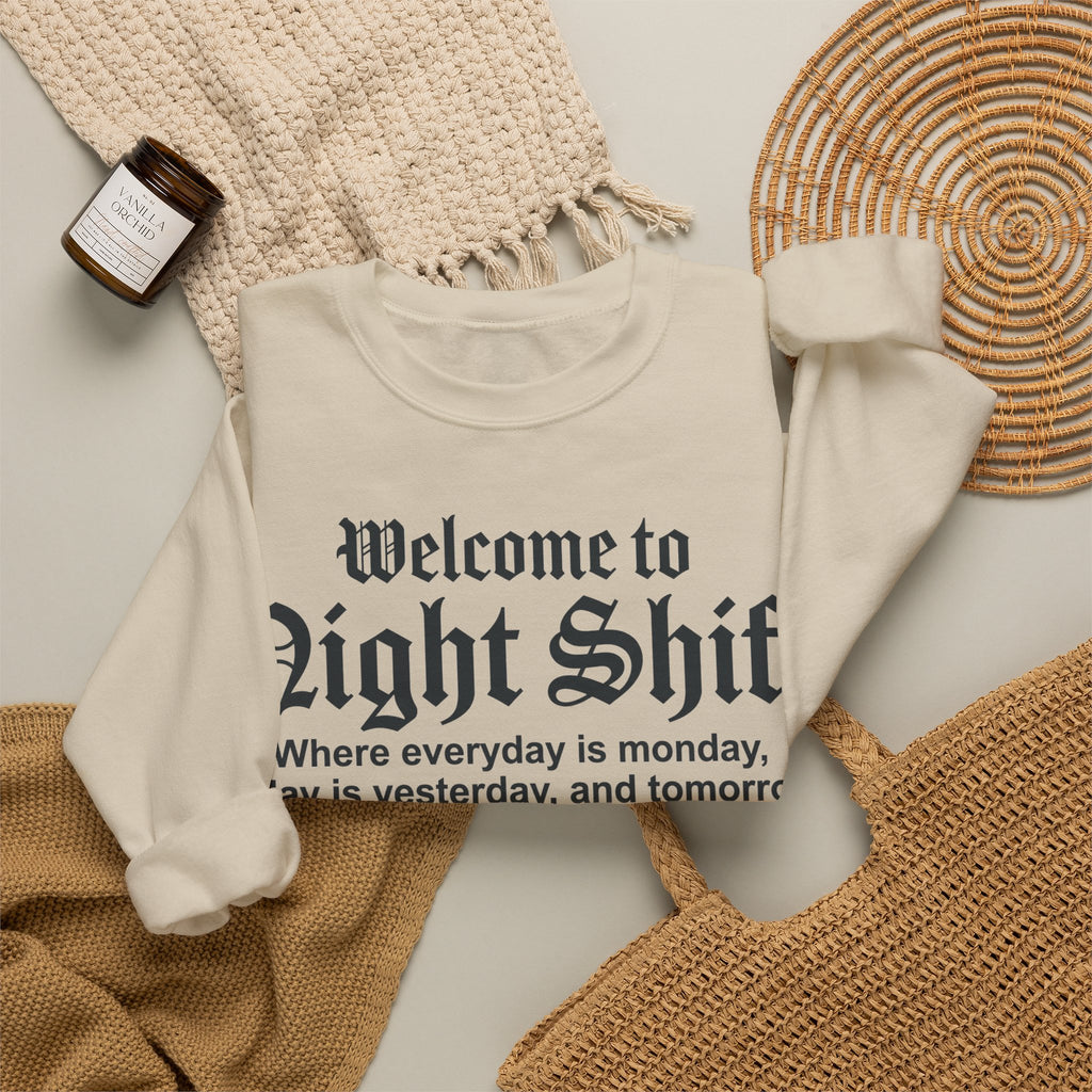 Welcome To Night Shift Sweatshirt, Funny Night Shift Nurse Sweatshirt, Gothic Lettering Nurse Gift, Night Shift Worker Humor Sweatshirt, RN