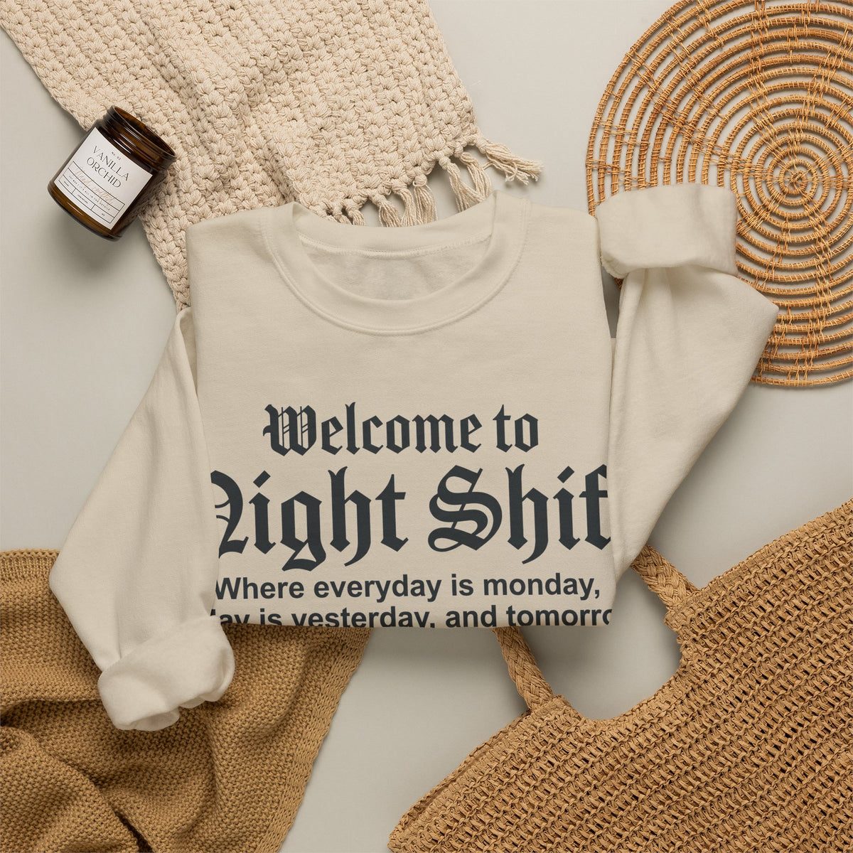 Welcome To Night Shift Sweatshirt, Funny Night Shift Nurse Sweatshirt, Gothic Lettering Nurse Gift, Night Shift Worker Humor Sweatshirt, RN