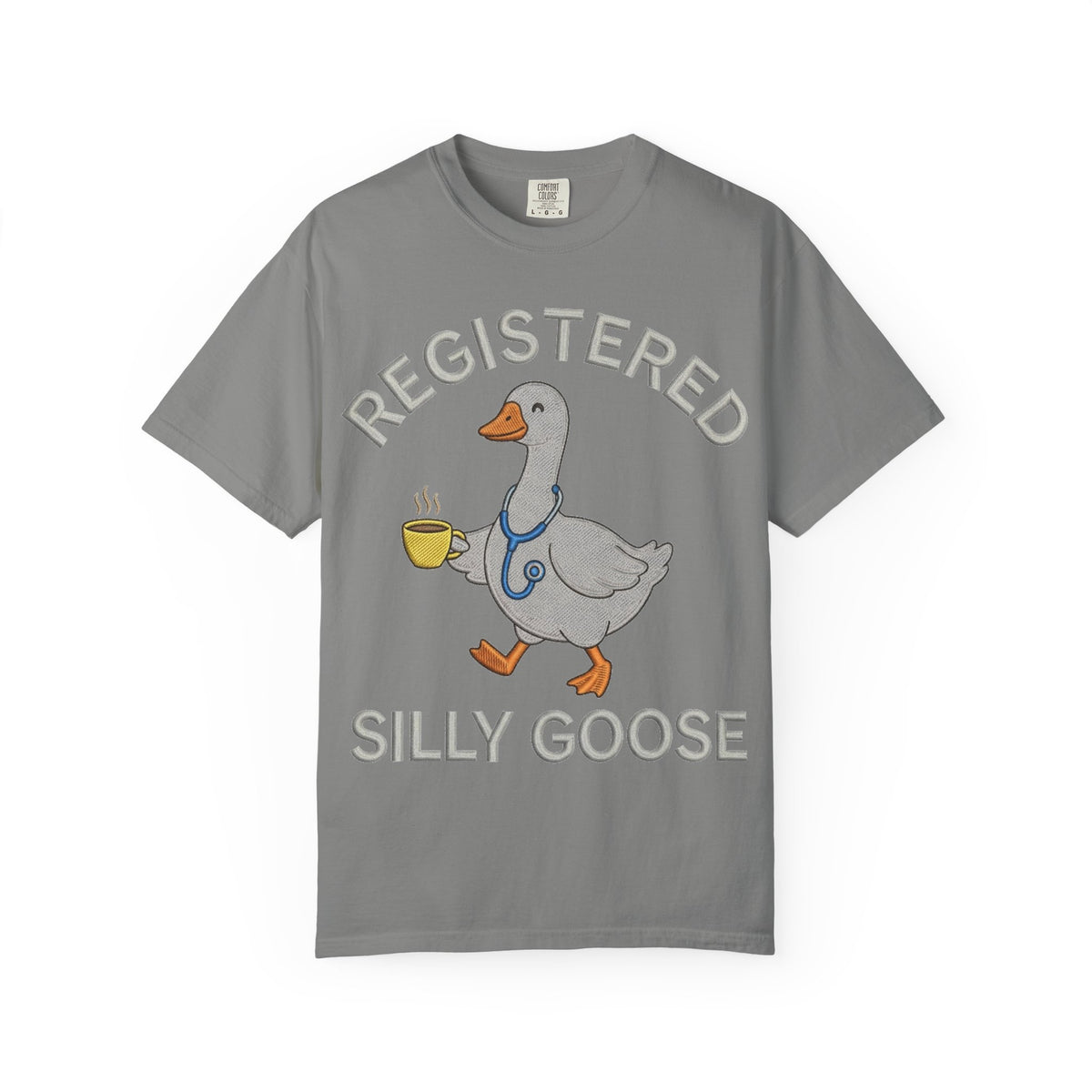Registered Silly Goose Straight Text Shirt, Embroidered Look Nurse Goose Tee, Funny RN Shirt, Nurse Gift