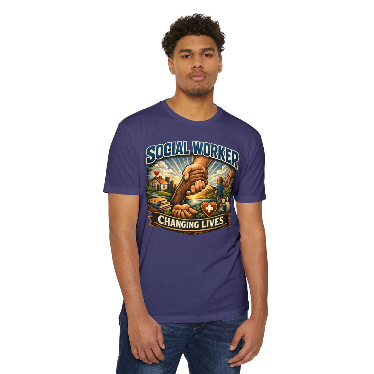 Social Worker T-Shirt — "Changing Lives" Graphic Tee for Caregivers & Advocates