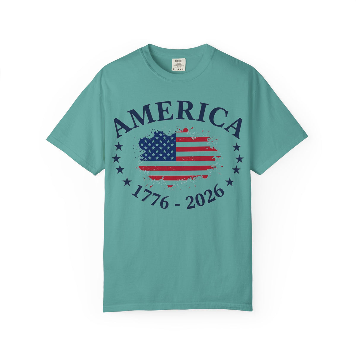America 1776 2026 Wide Flag Shirt, Patriotic Star Border Tee, Distressed USA Flag Shirt, July 4th Gift