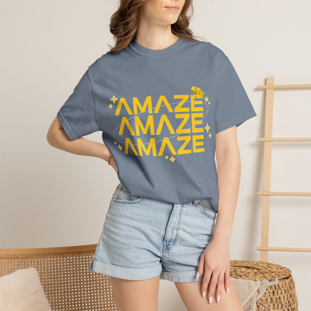 Amaze Amaze Amaze Shirt, Retro Stacked Type Tee, Tiny Frog Graphic Shirt, Funny Minimal Gift