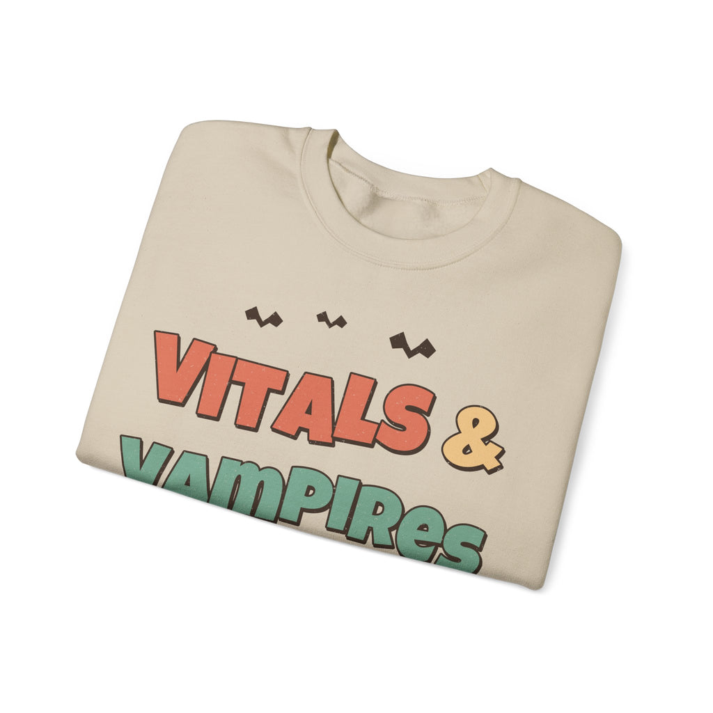 Nurse Halloween Sweatshirt Vitals & Vampires | Retro Nurse Halloween Sweatshirt | ER ICU Nurse Gift | Halloween 2026