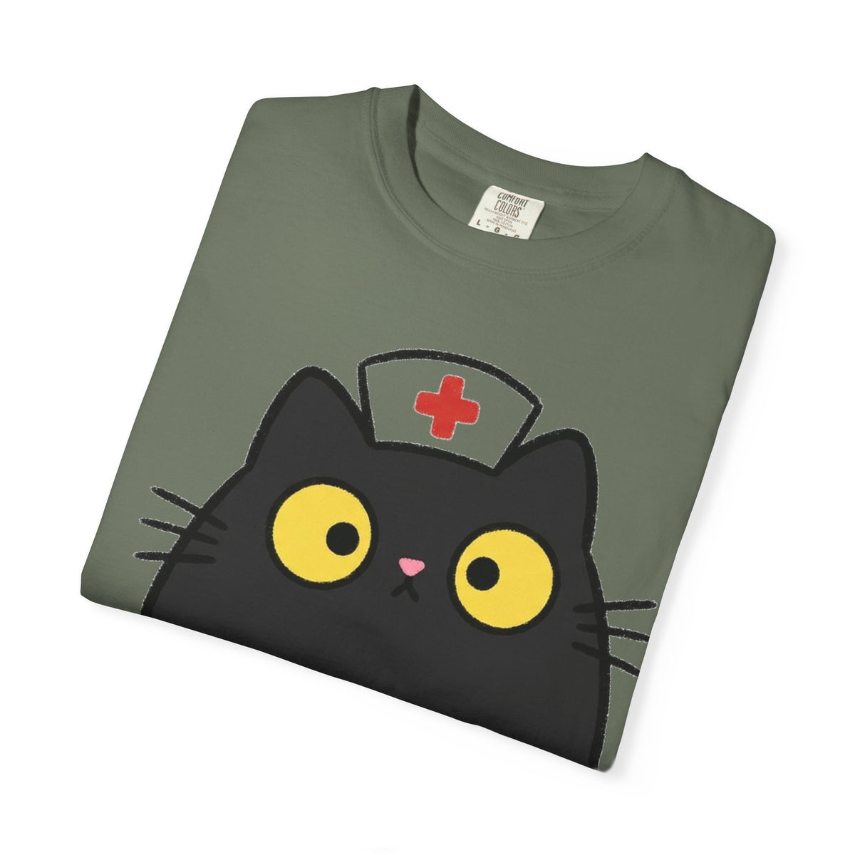 Kawaii Black Cat Nurse Shirt, Cute Cat In Nurse Cap Tee, Funny Nurse Cat Shirt, RN Gift