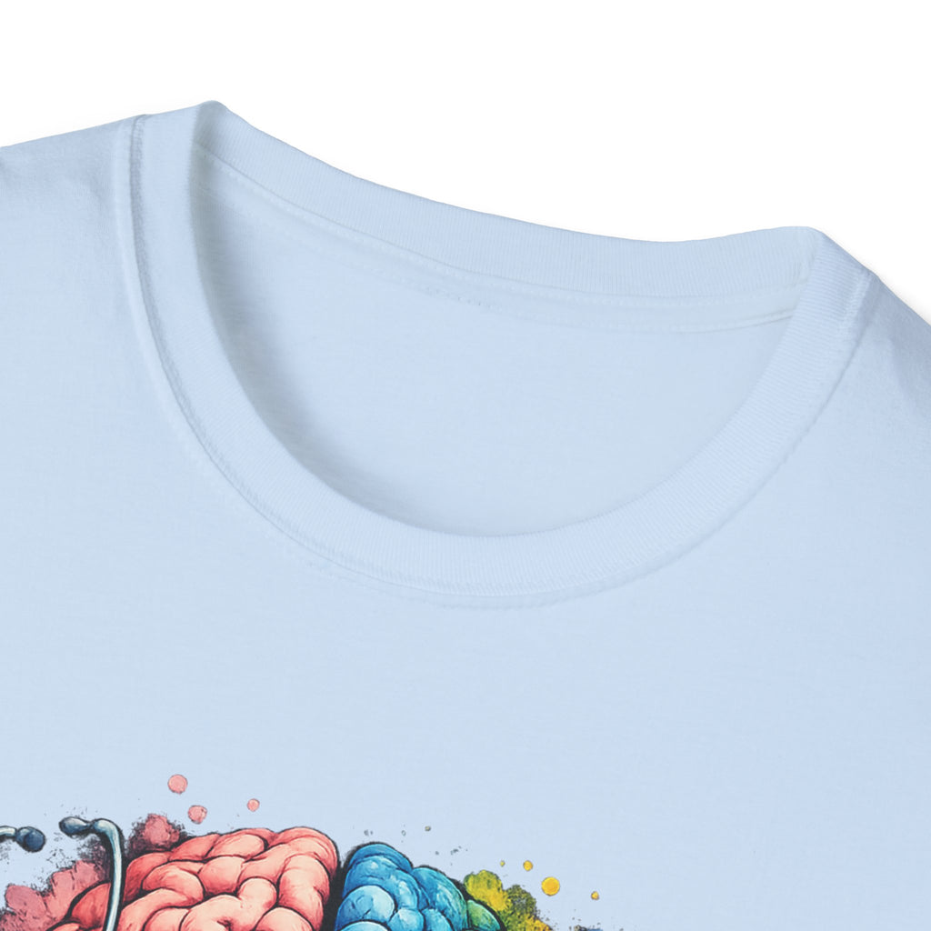 Psych Brain Split Art T-Shirt — Colorful Left & Right Brain Graphic Tee