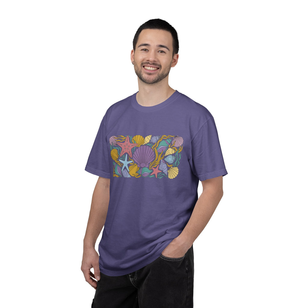 Seashell Starfish Shirt, Pastel Beach Shell Collage Tee, Coastal Summer Shirt, Beach Lover Gift