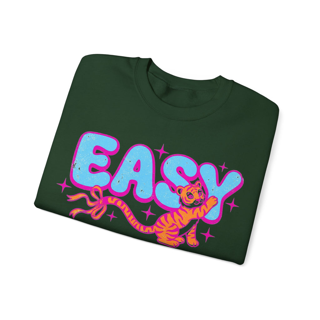 Easy Tiger Sweatshirt, Y2K Bubble Letters Tiger Sweatshirt, Retro Pink Blue Graphic Sweatshirt, Funny Sassy Gift, 2000s Aesthetic Sweatshirt