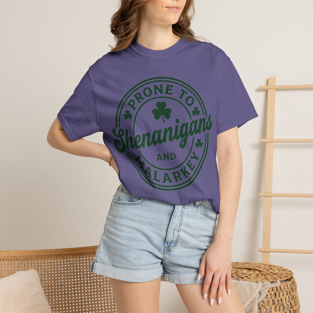 Prone To Shenanigans And Malarkey Bold Shirt, Irish Stamp Badge Tee, Funny St Patricks Shirt, Irish Gift