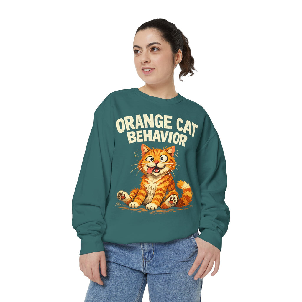 Orange Cat Behavior Sweatshirt — Cute Ginger Kitty Graphic Pullover