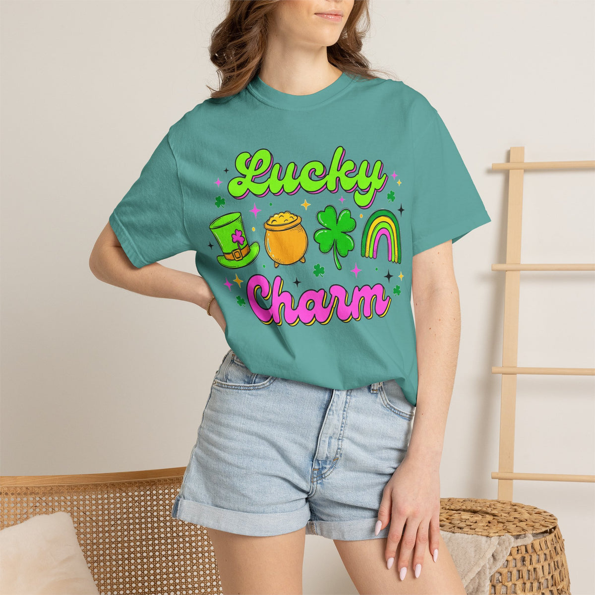 Lucky Charm Shirt, Retro St Patricks Day Doodle Tee, Pot Of Gold Rainbow Shirt, Irish Gift