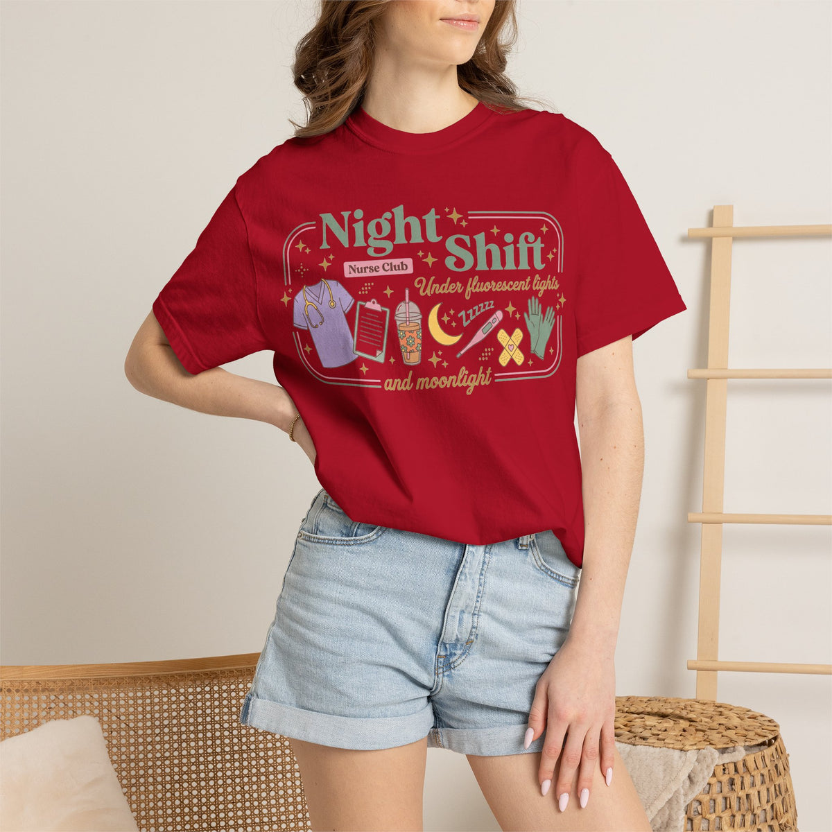 Night Shift Nurse Club Shirt, Under Fluorescent Lights And Moonlight Tee, Cute Night Nurse Shirt, RN Gift