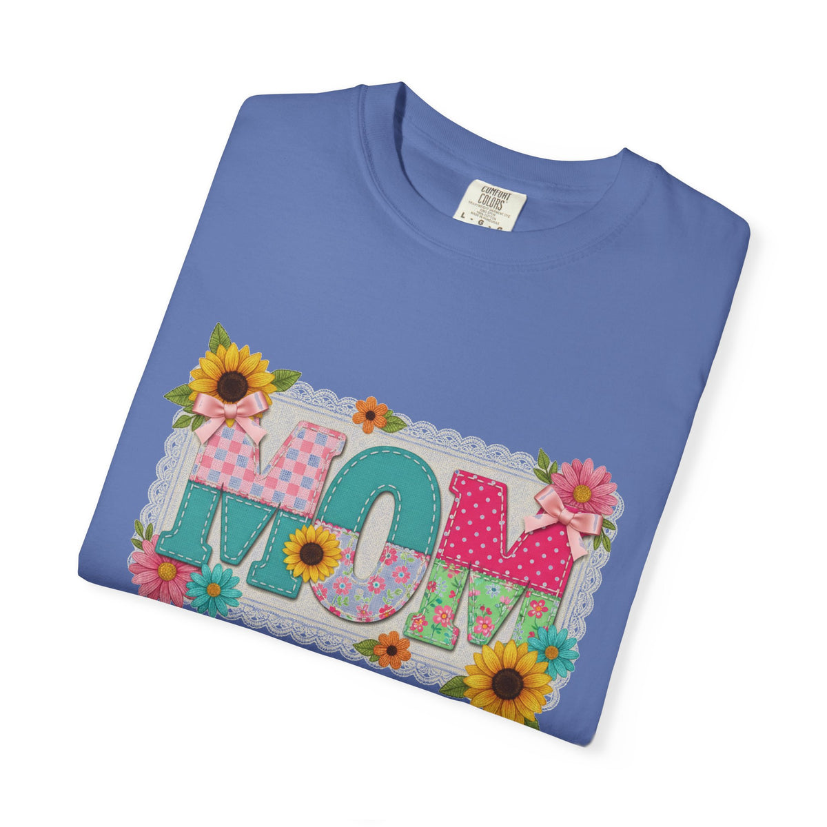 Mom Sunflower Applique Shirt, Faux Stitch Floral MOM Tee, Mothers Day Shirt, Mom Gift
