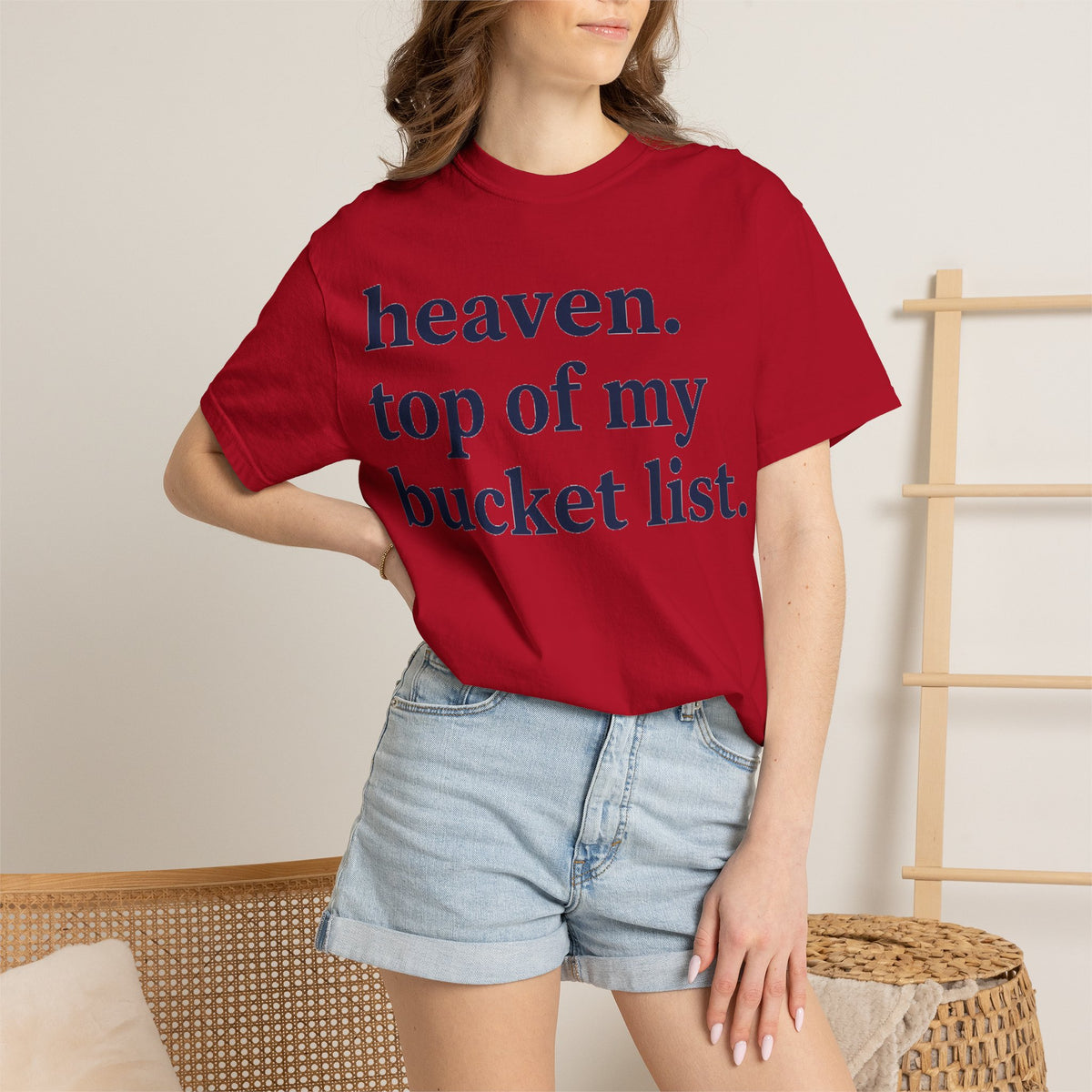 Heaven Top Of My Bucket List Classic Shirt, Serif Typography Faith Tee, Christian Gift Shirt