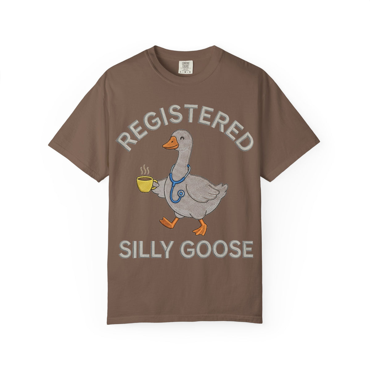 Registered Silly Goose Straight Text Shirt, Embroidered Look Nurse Goose Tee, Funny RN Shirt, Nurse Gift