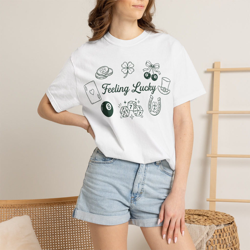 Feeling Lucky Wide Charms Shirt, St Patricks Clover Dice Tee, Green Luck Shirt, Irish Gift