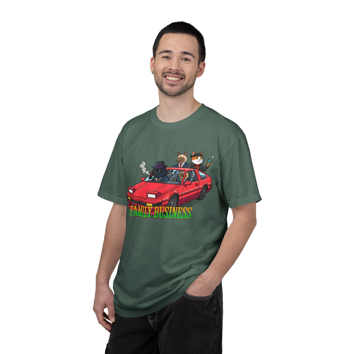 Family Business T-Shirt — Retro Car with Fox Crew Graphic