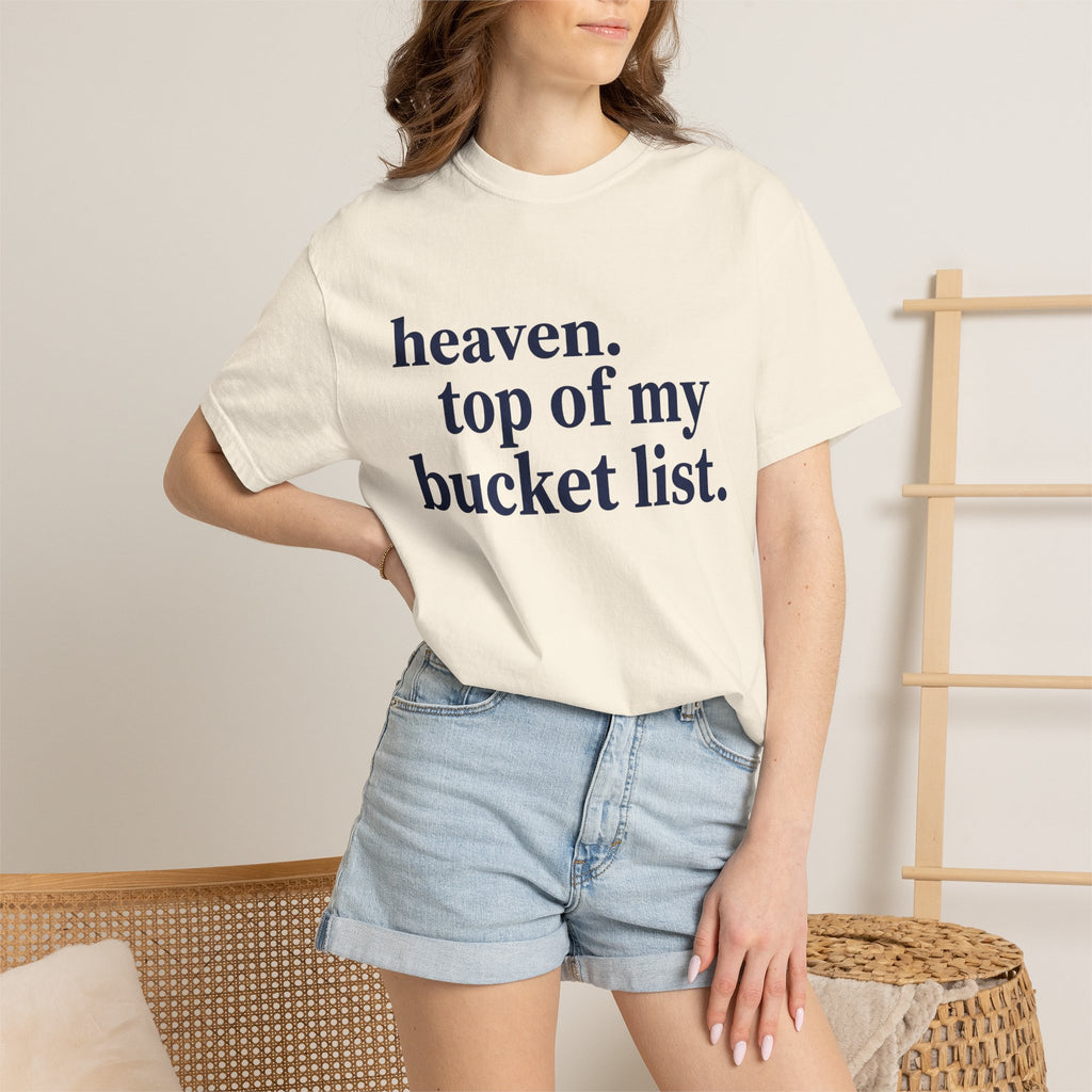 Heaven Top Of My Bucket List Wide Shirt, Navy Serif Faith Tee, Christian Statement Shirt, Faith Gift