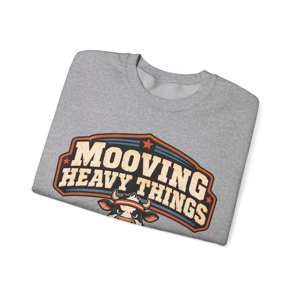 Funny Gym Sweatshirt Mooving Heavy Things | Cow Weightlifting Sweatshirt | Funny Workout Sweatshirt | Gym Lover Gift