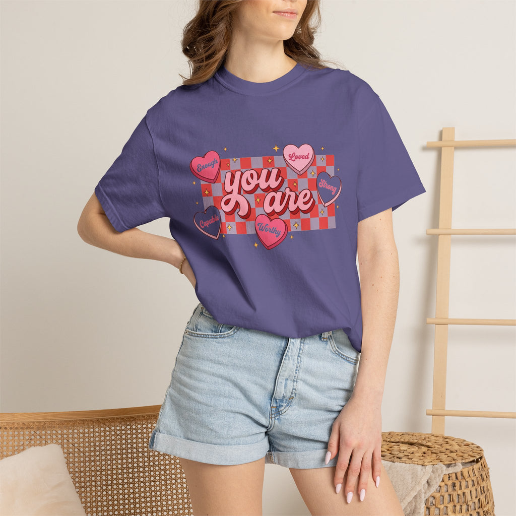 You Are Enough Candy Heart Shirt, Red Check Affirmation Tee, Valentines Self Love Shirt, Gift For Her