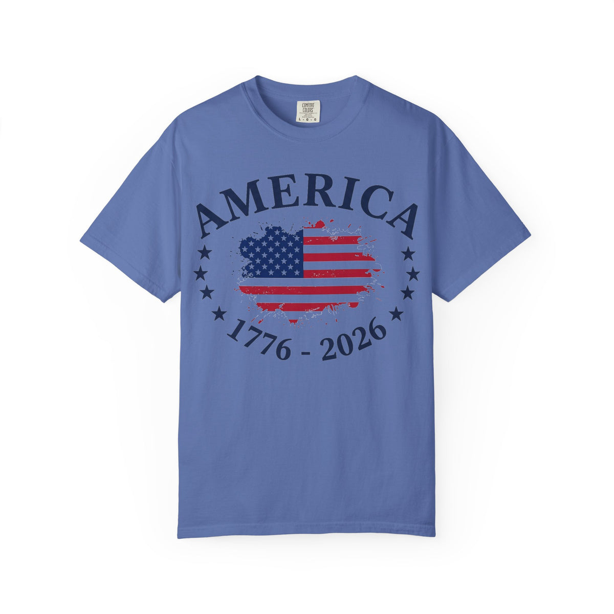 America 1776 2026 Wide Flag Shirt, Patriotic Star Border Tee, Distressed USA Flag Shirt, July 4th Gift