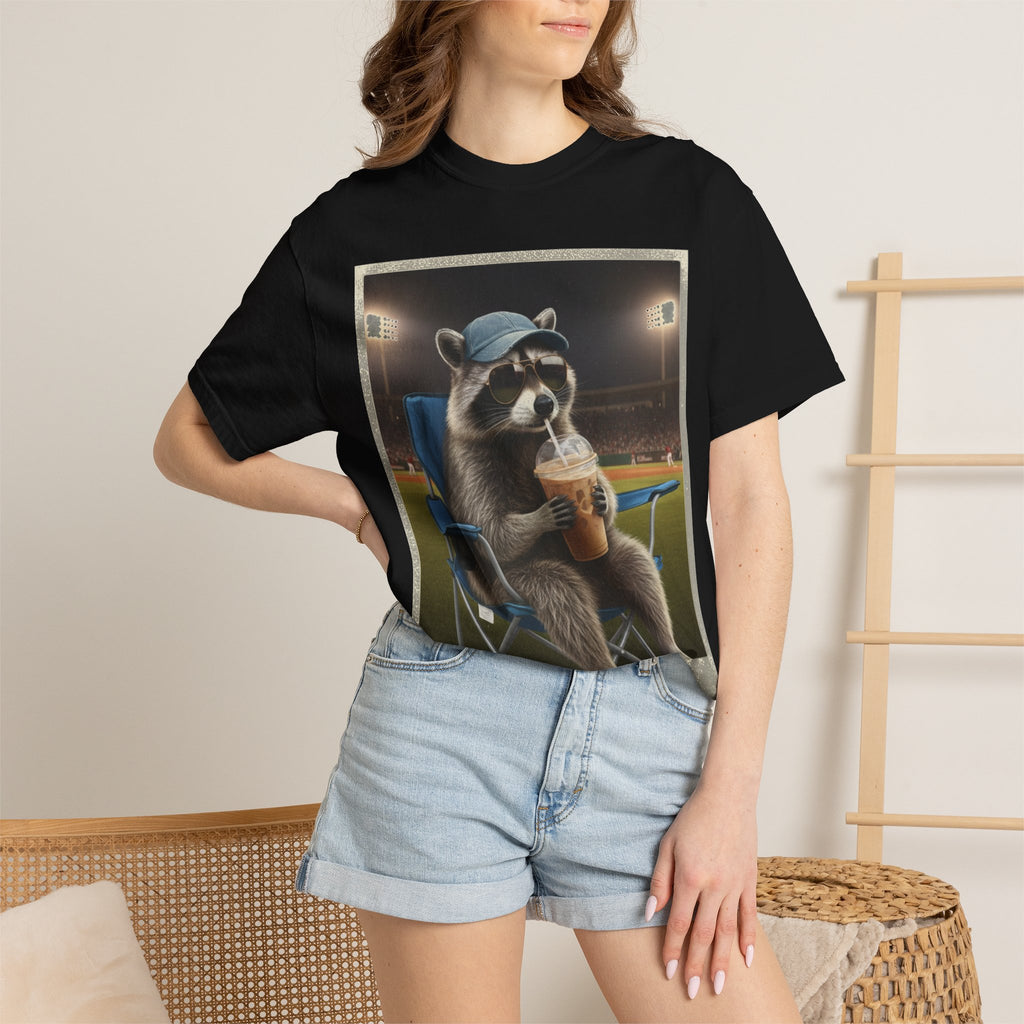 Baseball Raccoon Shirt, I Live Here Now Tee, Funny Ballpark Iced Coffee Shirt, Baseball Mom Gift